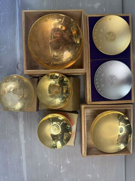 黄金24KGP 7点まとめて 酒器 銀杯 シルバー SILVER 造幣局製 金杯