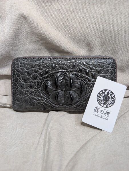 【新品未使用】takumika 匠の神 カイマン クロコダイル ラウンドファスナー ロングウォレット 本革 ワニ革 財布 レザー