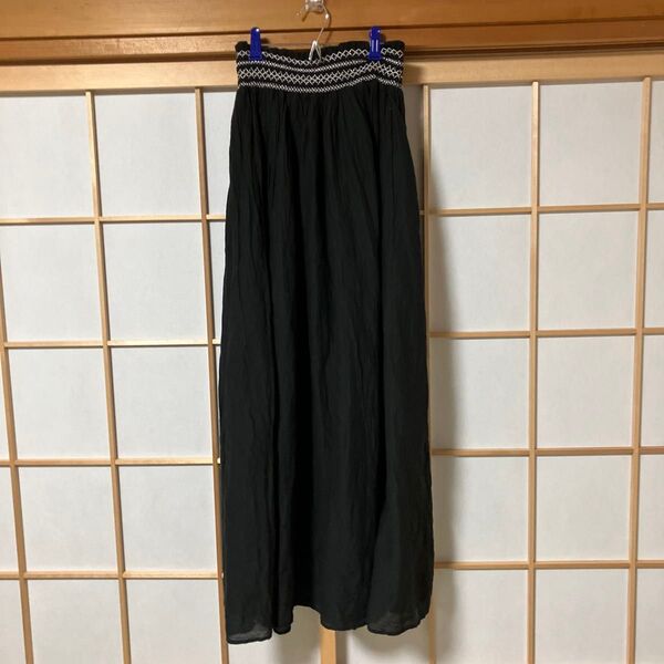 ロングスカートインド綿黒