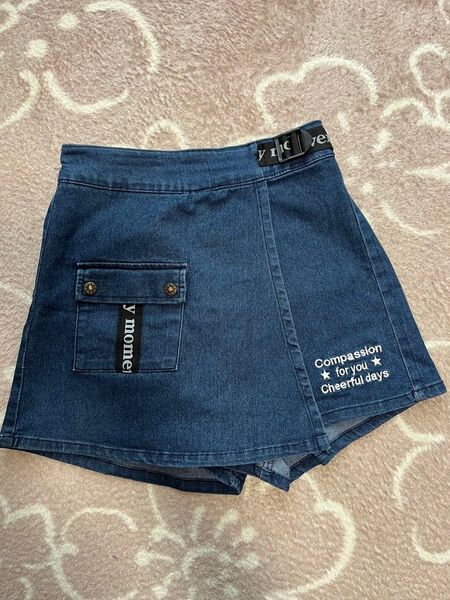 デニム ラップ キュロット 短パン 160 ストレッチ ショートパンツ
