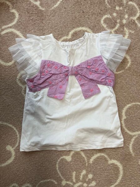140 半袖 Tシャツ カットソー リボンモチーフ