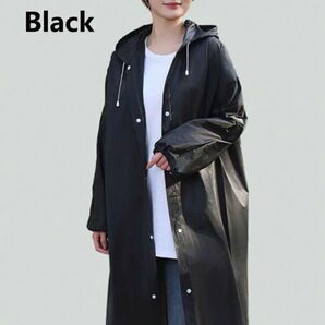 新品★レディース メンズ 男女兼用レインコート ロング丈 ブラック 黒 レインウェア 雨具