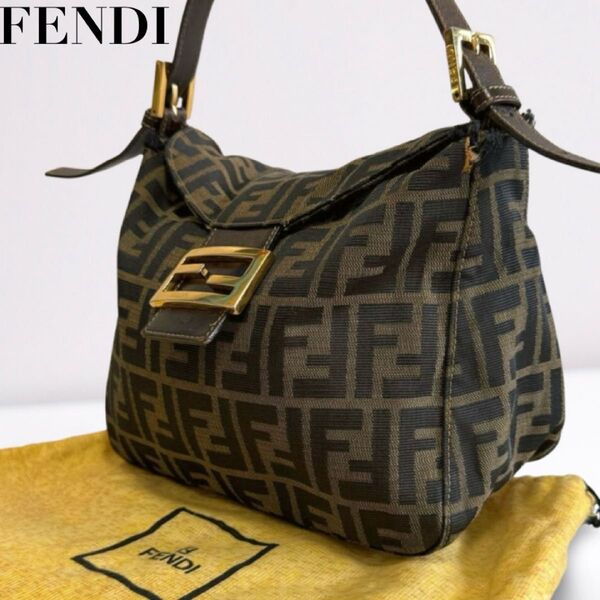 FENDI フェンディ ショルダーバッグ ワンショルダーバッグ ズッカ柄 FF金具 ロゴ金具 ブラウン 保存袋 レディース
