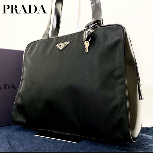 PRADA プラダ トートバッグ 三角ロゴプレート ナイロン ブラック 黒 保存袋 A4 正規品 白タグ ユニセックス 男女兼用