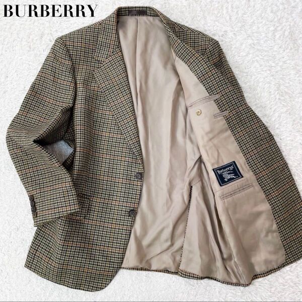 Burberrys バーバリーズ テーラドジャケット タスマニアウール XL相当 ベージュ 茶系×千鳥格子 メンズ ビジネス