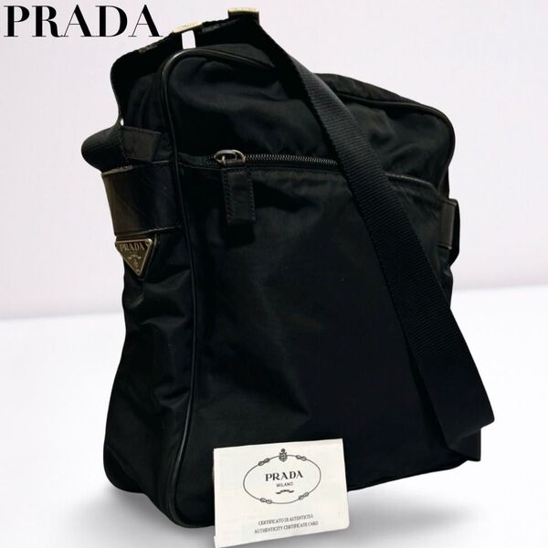 PRADA プラダメッセンジャーバッグ ショルダーバッグ 正規品 白タグ 三角ロゴ 黒 ナイロンメンズ レディース ユニセックス