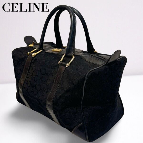 CELINE セリーヌ ミニボストンバッグ マカダム柄 ゴールド金具 黒 金具ロゴ レディース メンズ ユニセックス 正規品