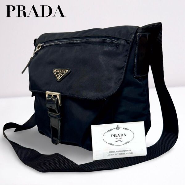 PRADA プラダ ショルダーバッグ メッセンジャーバッグ三角ロゴ ブラック 黒 白タグ 正規品 メンズ レディース ユニセックス