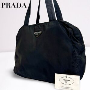 正規品 PRADA プラダ ミニボストンバッグ ハンドバッグトートバッグ 三角ロゴ ナイロン ブラック 黒 レディース 白タグ