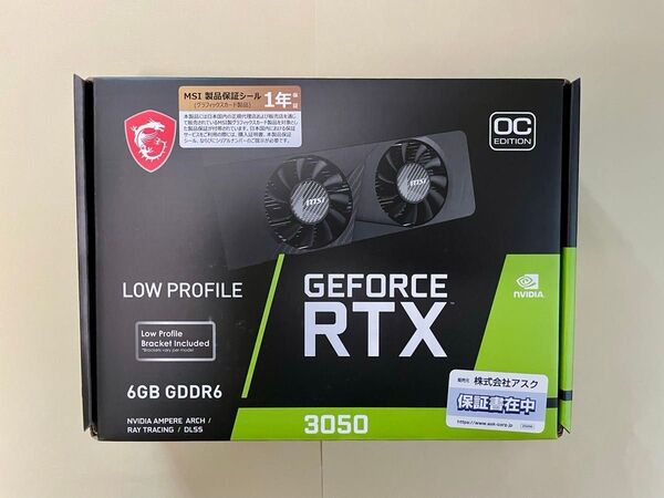 ほぼ未使用 MSI RTX 3050 lp 6gb oc グラフィックボード ロープロファイル