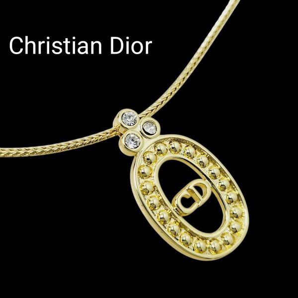 【極美品】Christian Dior ネックレス CD オーバル ゴールド