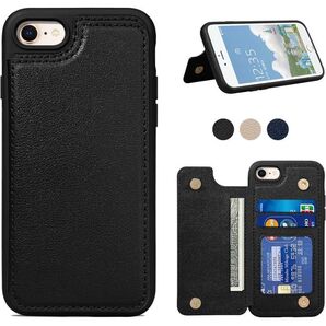 【Z02】iPhone7/8 SE2/SE3対応背面手帳型レザーケース(黒)