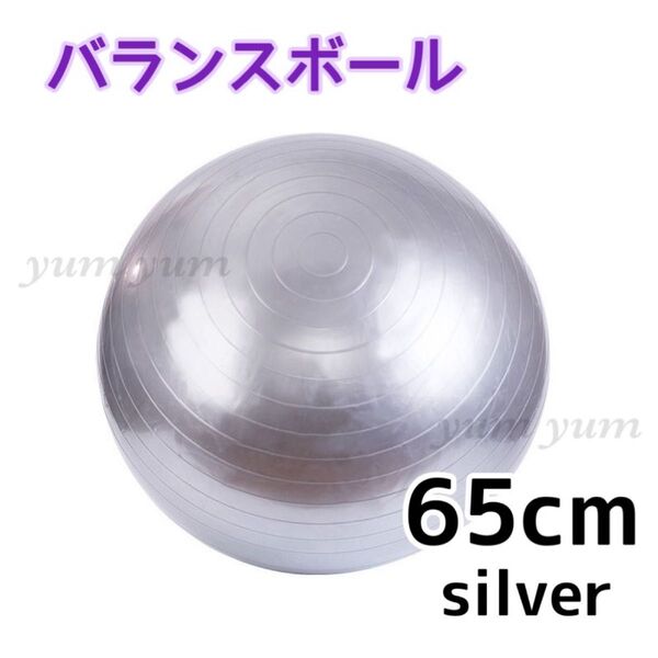 バランスボール 65㎝ ヨガボール フィットネス トレーニング シルバー