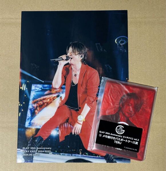 GLAY 30th Anniversary エンタメくじ vol.2 メモ帳付きパスポートケースクリアポスターTERU 2点セット