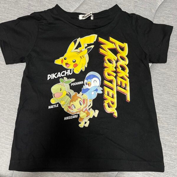 ポケットモンスター ポケモン tシャツ 110 子ども キッズ 黒 半袖 ピカチュウ ポッチャマ ヒコザル ナエトル