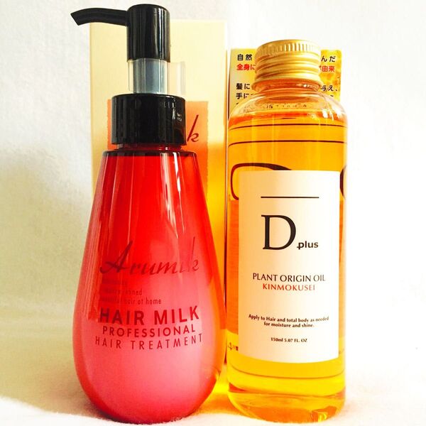ディープラス プラントオリジンオイル キンモクセイ150ml+アルミック ヘアミルク プロフェッショナル150ml 2種2本組