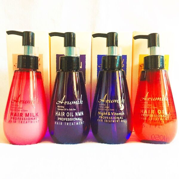 最高級 アルミック ヘアオイルウムフ 150ml+アルミック ヘアオイル プロフェッショナル+ナイト&ビタミン+ヘアミルク 4本組
