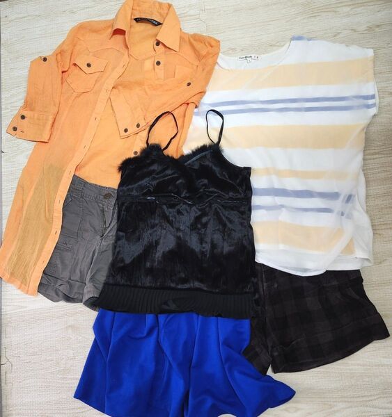 まとめ売り レディース 服 春夏秋冬 6点セット 送料込み スカート・ショートパンツ・トップス・シャツ・キャミソール C