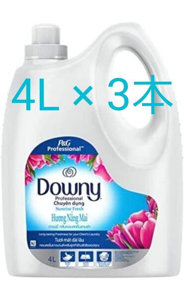 アジアンダウニー 柔軟剤 サンライズフレッシュ4L ボトル3本 大容量 Downy 濃縮 特大 洗濯 液体 ランドリー