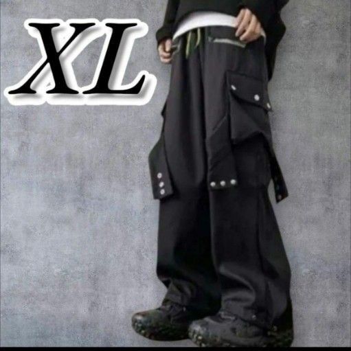 XL カーゴパンツ ワイド ブラック ストリート オーバーサイズ Y2K