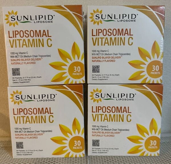 Sunlipid サンリピド リポソーム ビタミンC+中鎖脂肪酸トリグリセリドオイル 30包4箱セット 合計120包