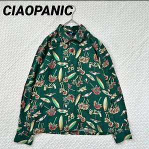 CIAOPANIC チャオパニック メンズ長袖シャツ 総柄 緑 グリーン L マルチカラー ネルシャツ 長袖 花柄 シャツ