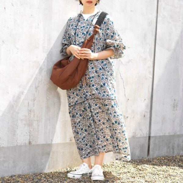 美品『studio CLIP』高山都さん コラボ インド プリント 高原ワンピース ワンピース ロングワンピース エスニック 花柄