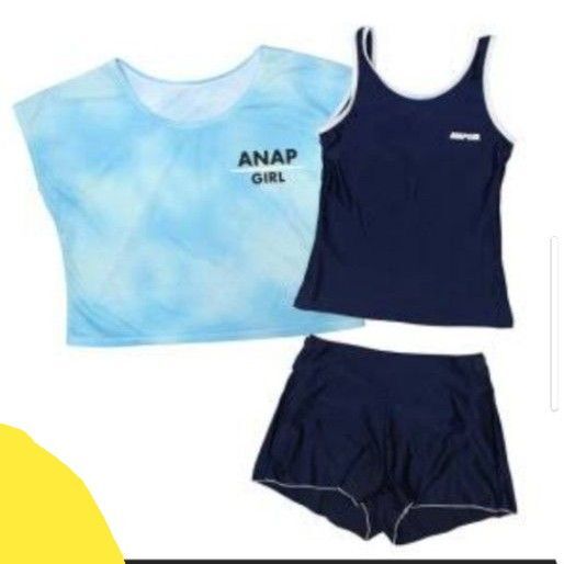 ANAP GiRL 美品 セパレート 水着 150 ネイビー Tシャツ付き3点セット