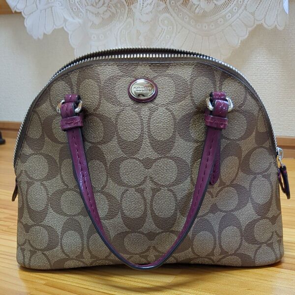 COACH コーチ シグネチャー ハンドバッグ ブラウン
