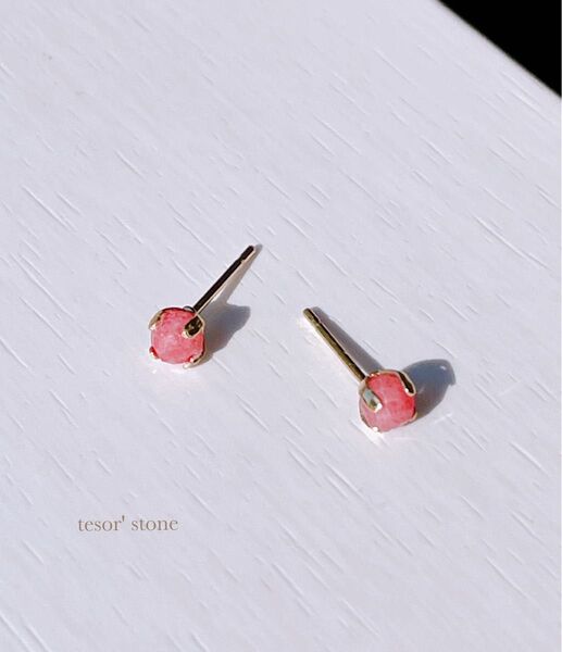 小さな インペリアルロードナイト 天然石一粒ピアス/Gサージカルステンレス