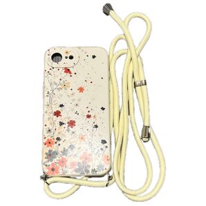 iPhone16e ソフトケース 花柄 ストラップ
