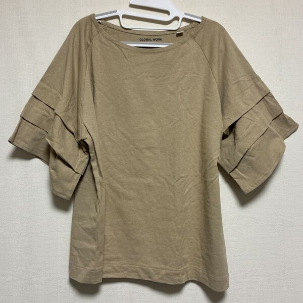 Tシャツ シンプル 無地 トップス Mサイズ ベージュ 綿100%