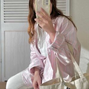 WEGO ストライプシャツ ビックシルエット レディース メンズ Lサイズ