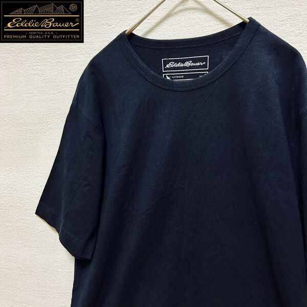 Eddie Bauerエディバウアー シンプル半袖Tシャツ Sサイズ カットソー ネイビー コットン