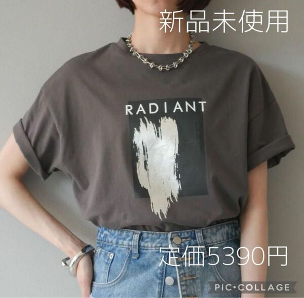 【再入荷】Lumier リュミエ 新品 箔プリントTシャツ チャコールグレー