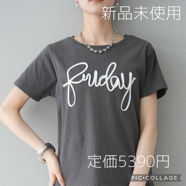 【再入荷】Lumier リュミエ 新品 コード刺繍ロゴTシャツ チャコールグレー