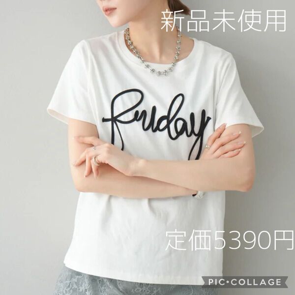 【ラスト1点】Lumier リュミエ 新品 コード刺繍ロゴTシャツ ホワイト