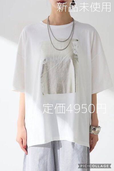 【再入荷】ESICA エシカ 新品 箔プリントビックTシャツ ホワイト