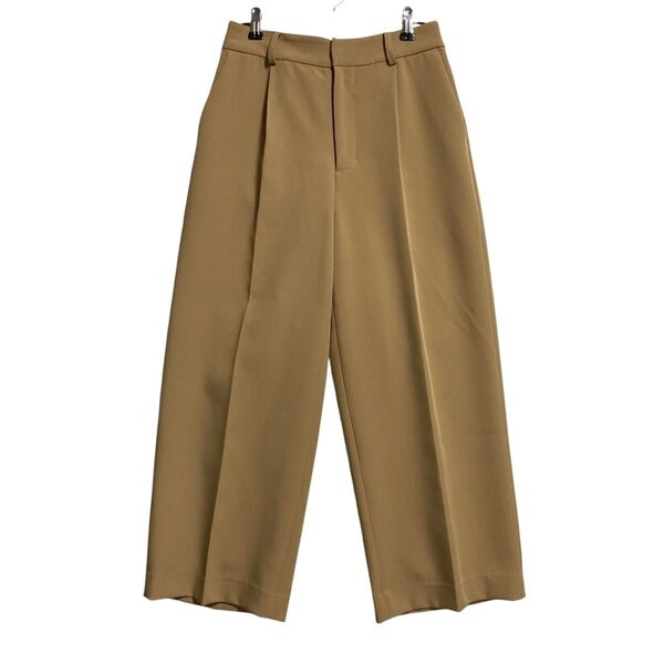 良品 MK ミッシェルクラン ワイドパンツ 無地 フロントタック ベージュ 36