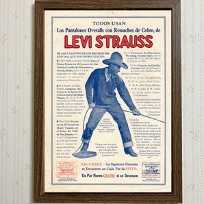 LEVI STRAUSS ヴィンテージインテリアポスターフレーム付きA4サイズ