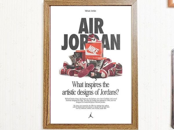 NIKE AIR JORDAN アートポスターフォトフレーム付きA4サイズ壁掛け