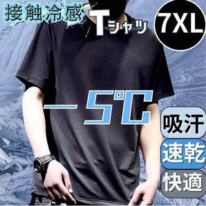 Tシャツ 7XL メンズ トップス 熱中症対策 接触冷感 無地 黒 速乾 吸汗 メッシュ ブラック カットソー 8L