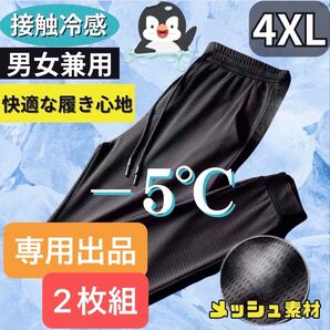 2着セット 専用出品 ジョガーパンツ 4XL 接触冷感 男女兼用 熱中症対策 ブラック ジャージ メッシュ ズボン 5L