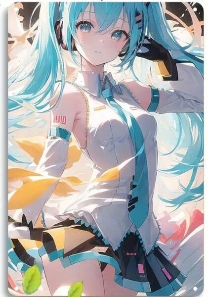 初音ミク ナチュラルデザイン ビンテージ風 金属パネル 30cm×20cm 未使用 美品