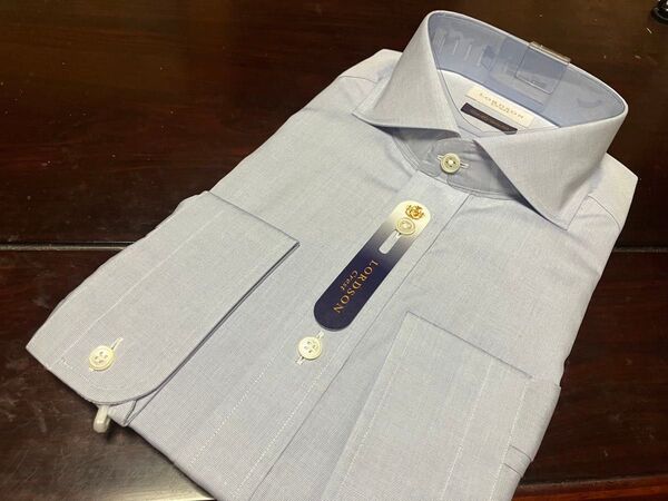 LORDSON Crest形態安定ワイシャツ サックス無地 LL(43-86)ホリゾンタル 100番手素材