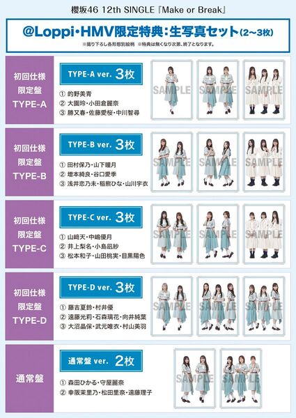 櫻坂46 12th Make or Break《生写真5形態セット》