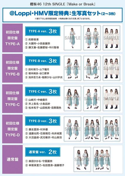 櫻坂46 12th Make or Break《@Loppi・HMV限定 生写真付5形態セット》