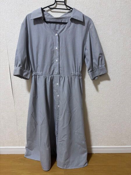 【訳あり】PROPORTION ワンピース ボーダー青 Mサイズ レディース
