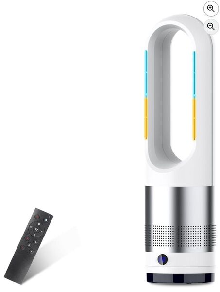 タワーファン ヒーター【2025最新型&冷暖両用&羽根なし】扇風機 首振り タイマーリモコン 省エネ 軽量 持ち運び便利