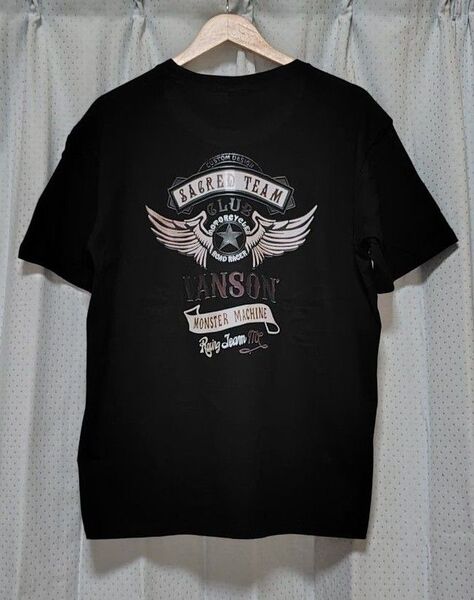 【新品】バックプリント半袖Tシャツ/カットソー サイズL ブラック メンズ向き ※お値引き歓迎 No.1